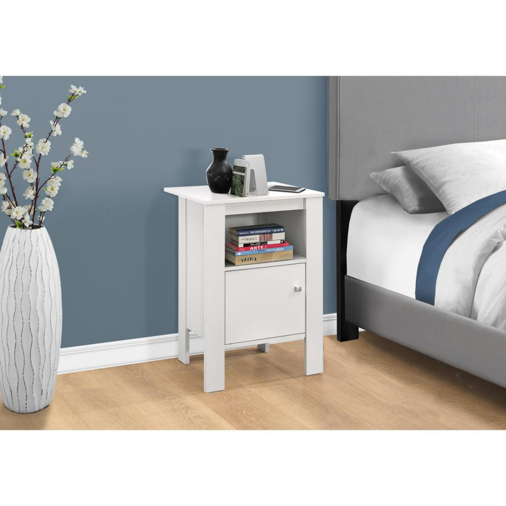 Accent Table   White Night Stand With Storage   Contemporary   Side Tables And End Tables   by Homesquare  Houzz