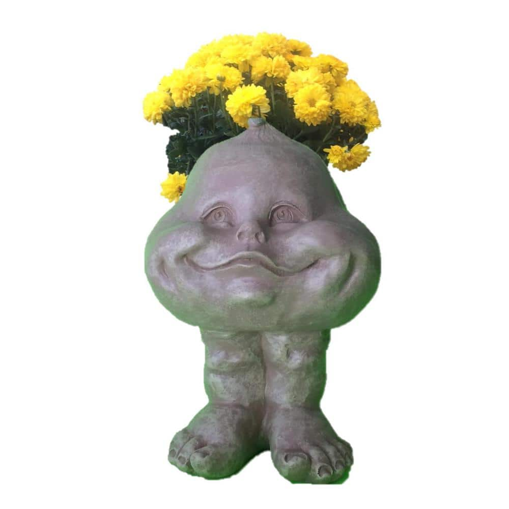 HOMESTYLES 8 in. Stone Wash Baby Bro Muggly Planter Statue Holds 3 in. Pot 37087