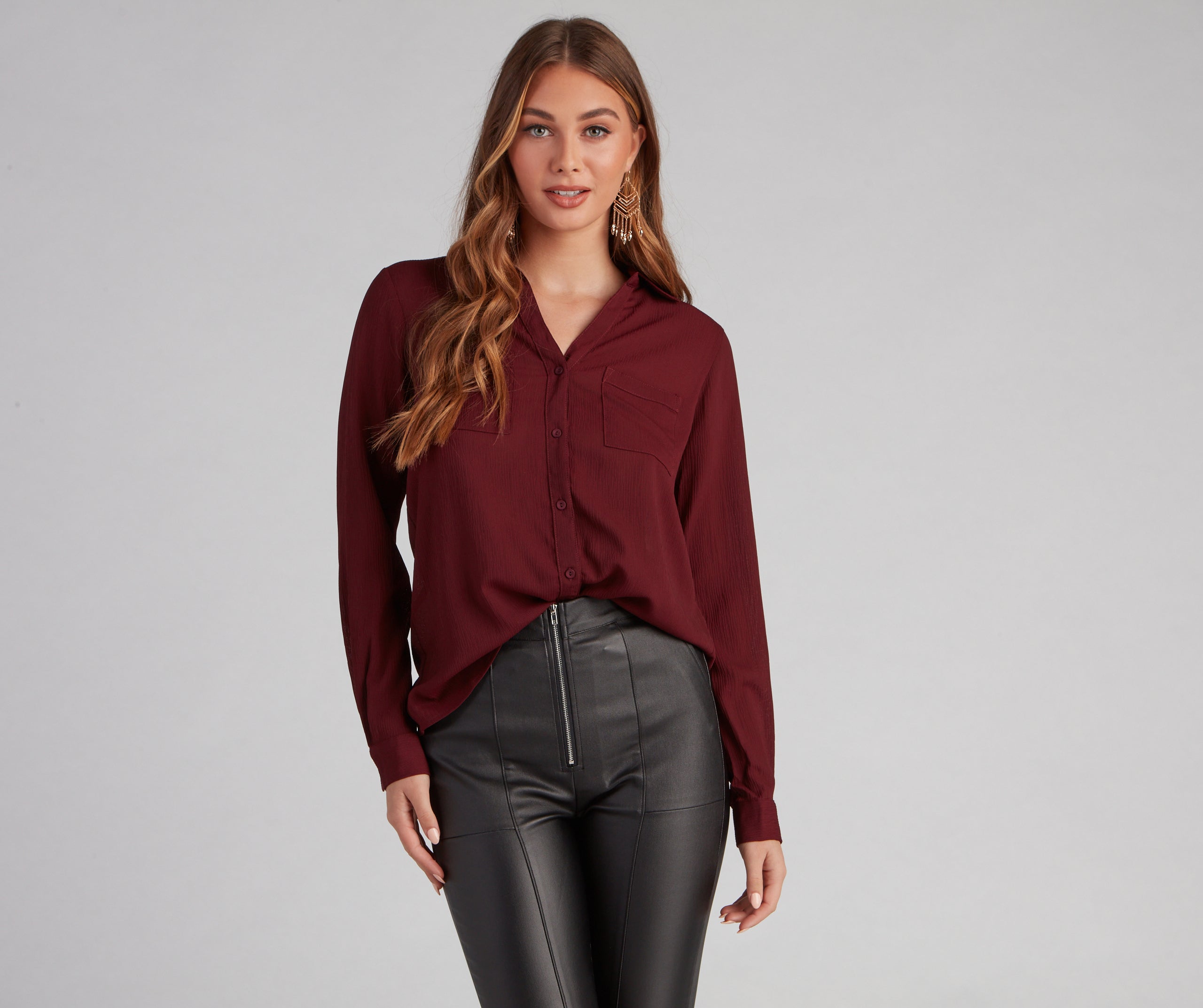 Chic Button-Down Chiffon Top