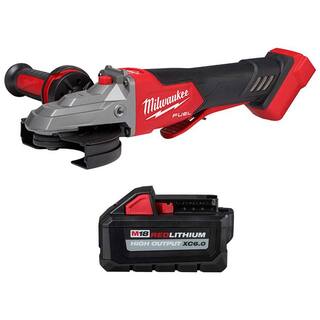 MW M18 FUEL 18V Lithium-Ion Brushless Cordless 5 in. Flathead Braking Grinder with Paddle Switch No-Lock w6.0 ah Battery 2886-20-48-11-1865