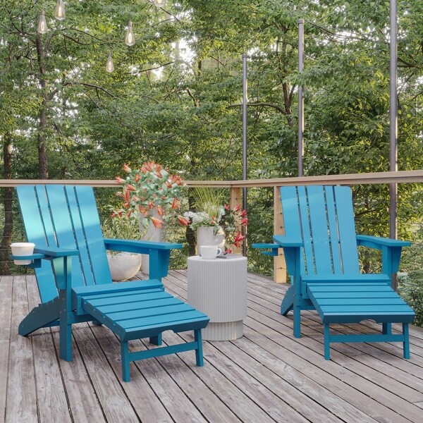 Commercial AllWeather Adirondack Chair with Pullout Ottoman and Cupholder