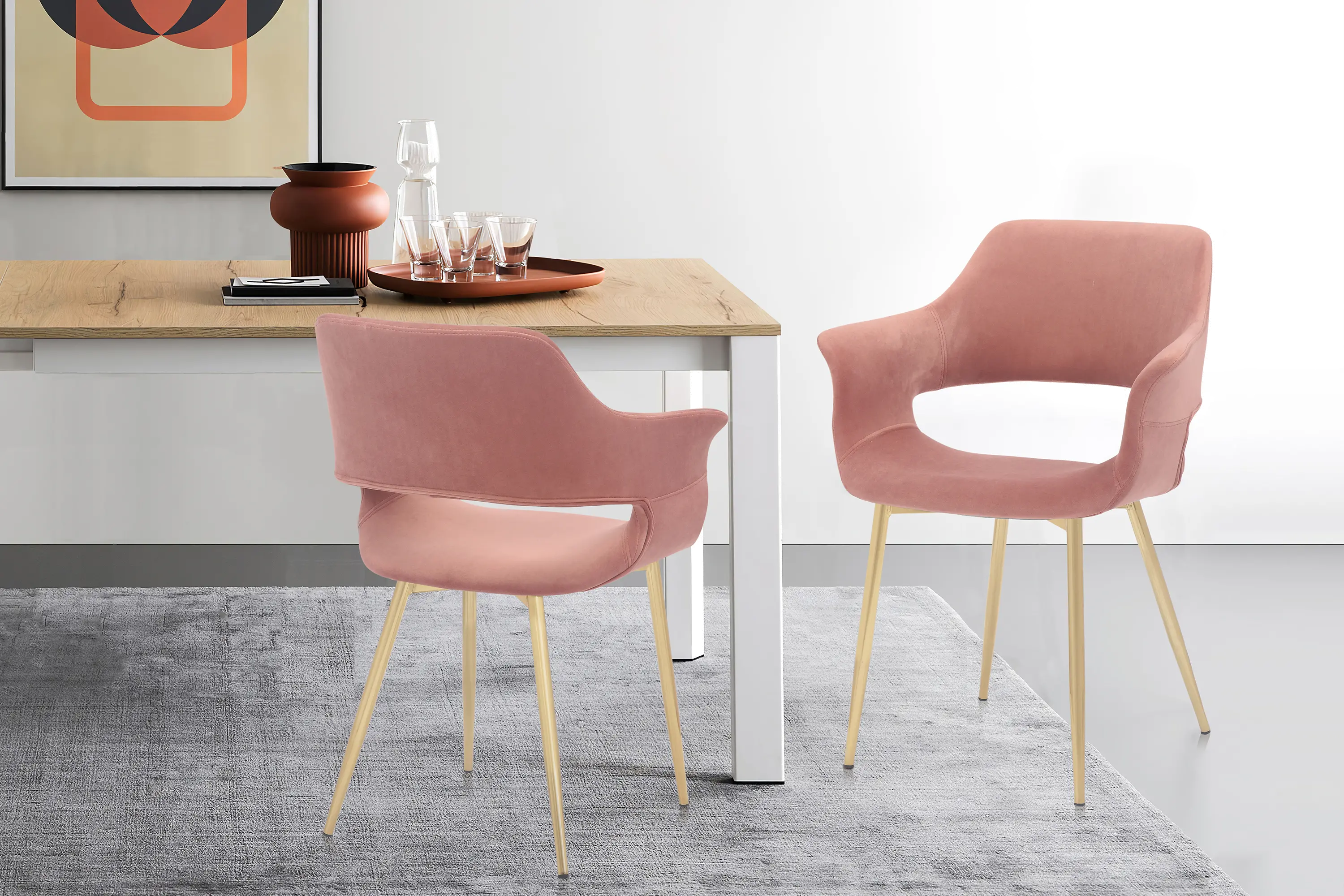 Gigi Pink Dining Room Arm Chair (Set of 2)