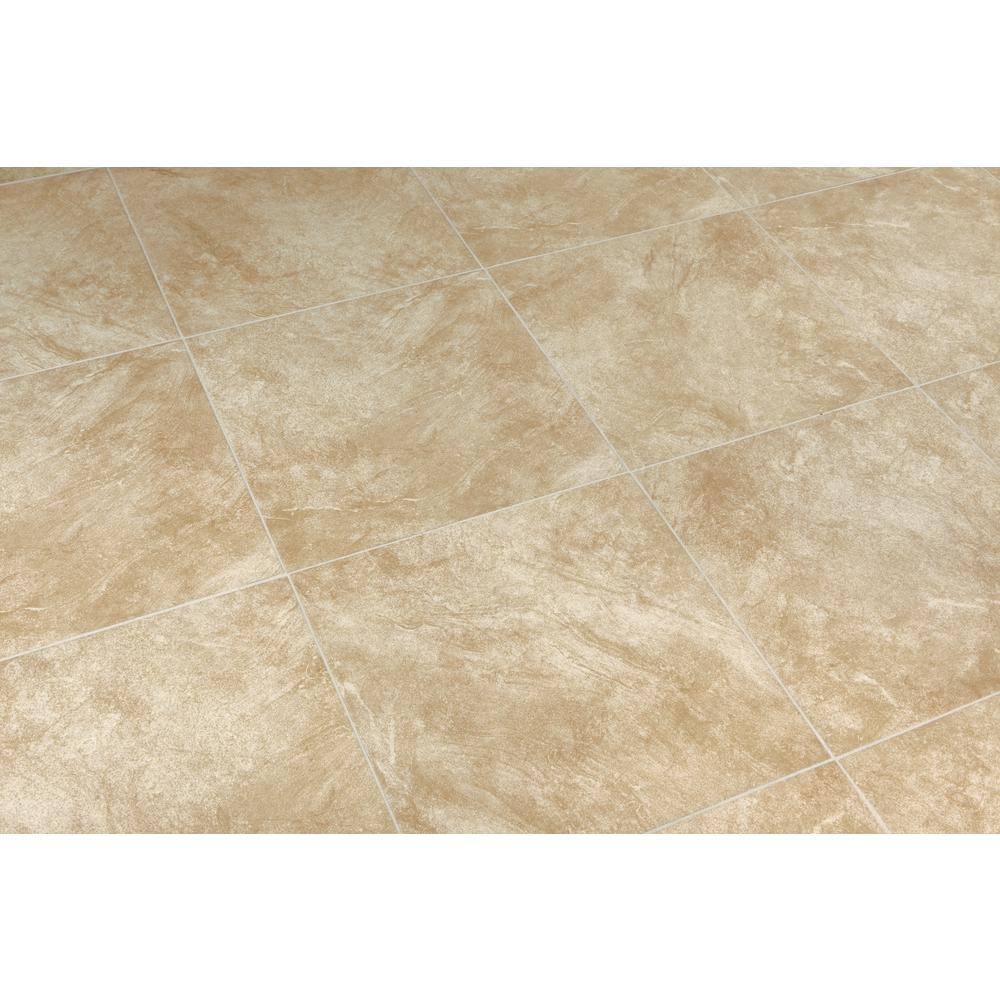 TrafficMaster Portland Stone Beige 18 in. x 18 in. Glazed Ceramic Floor and Wall Tile (17.44 sq. ft.  case) PT011818HD1PV