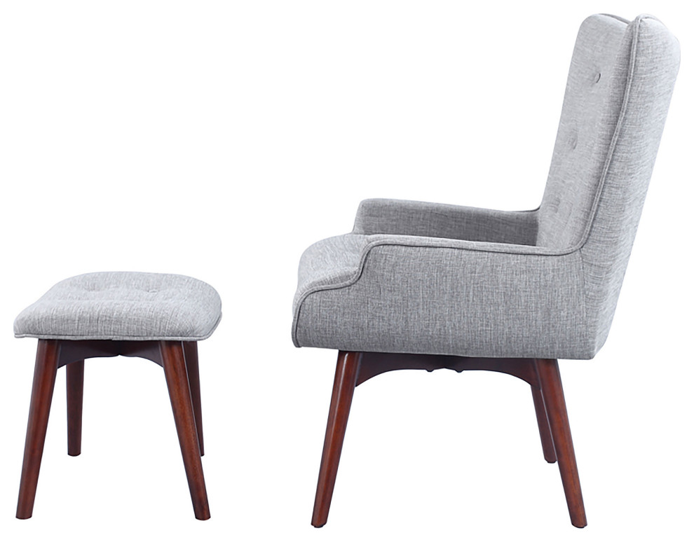 Willow Upholstered Accent Chair With Ottoman Grey and Brown   Modern   Armchairs And Accent Chairs   by Modon  Houzz