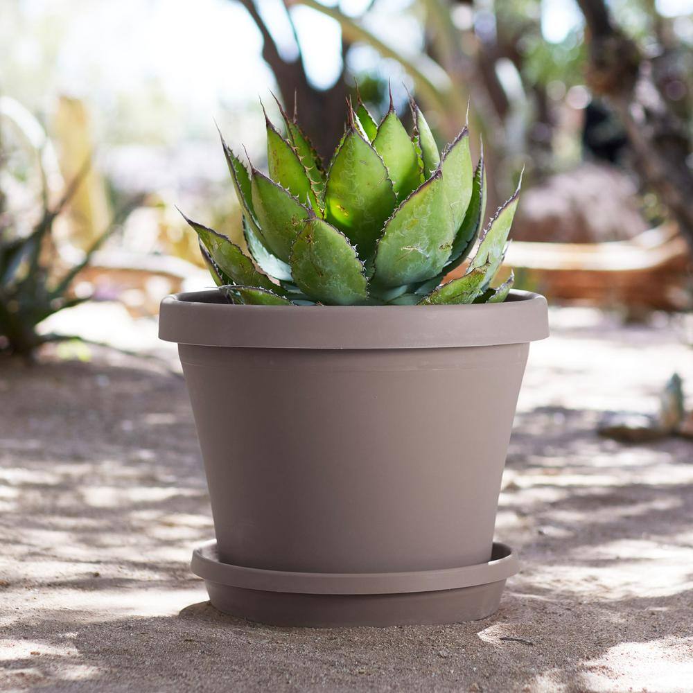 Bloem Terra 16 in. x 14.25 in. Pebble Stone Plastic Planter TR1683