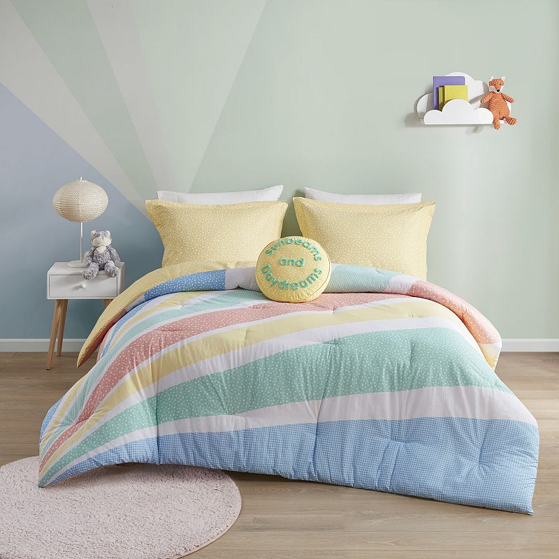 Urban Habitat Kids Jessie Rainbow Sunburst Reversible Cotton Comforter Set with Throw Pillow