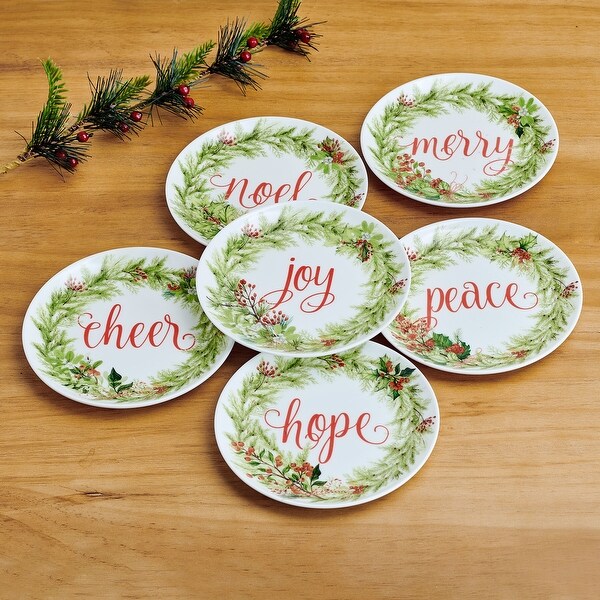 Mikasa Festive Garland Set of 6 Appetizer Plates，7 Inch