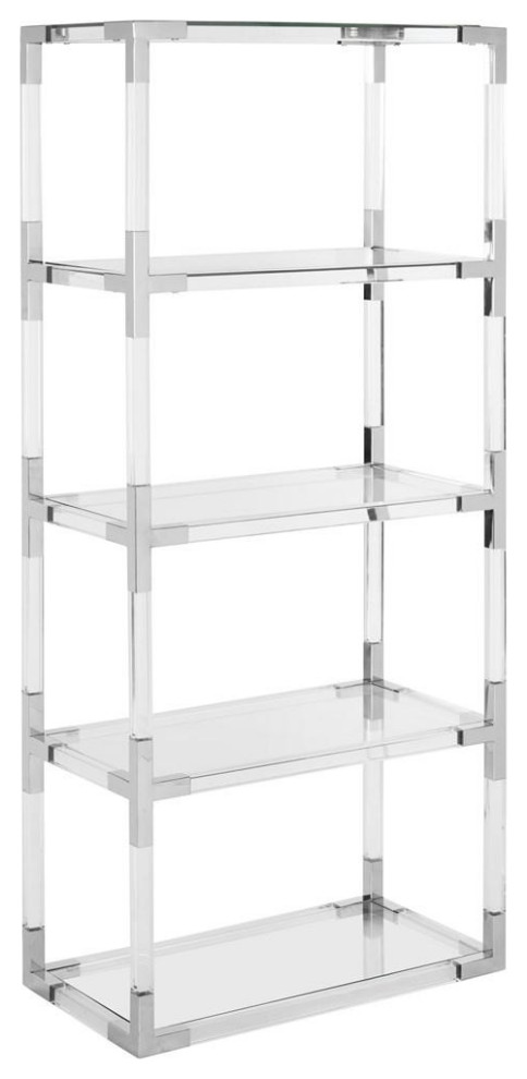 Lottie Acrylic Bookshelf Chrome   Contemporary   Bookcases   by Peachtree Fine Furniture  Houzz