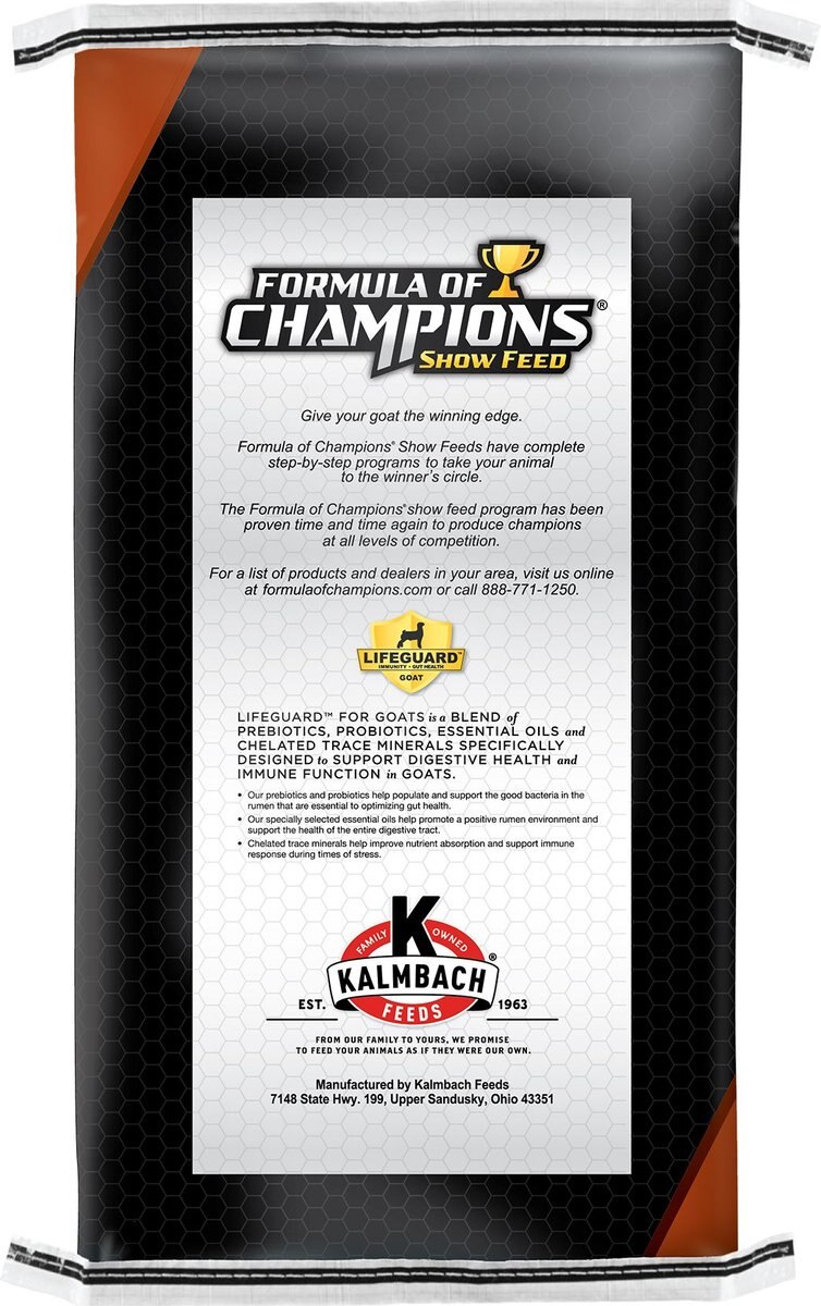 Formula of Champions GTO Turbo Starter and Grower Show Goat Feed， 50-lb bag