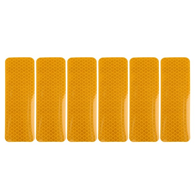 Unique Bargains Gold Tone Rear Bumper Reflector Car Reflective Sticker Warning Tape 12x4cm Gold Tone 6pcs