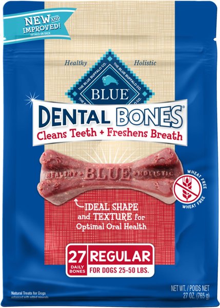 Blue Buffalo Dental Bones All Natural Rawhide-Free Regular Dental Dog Treats