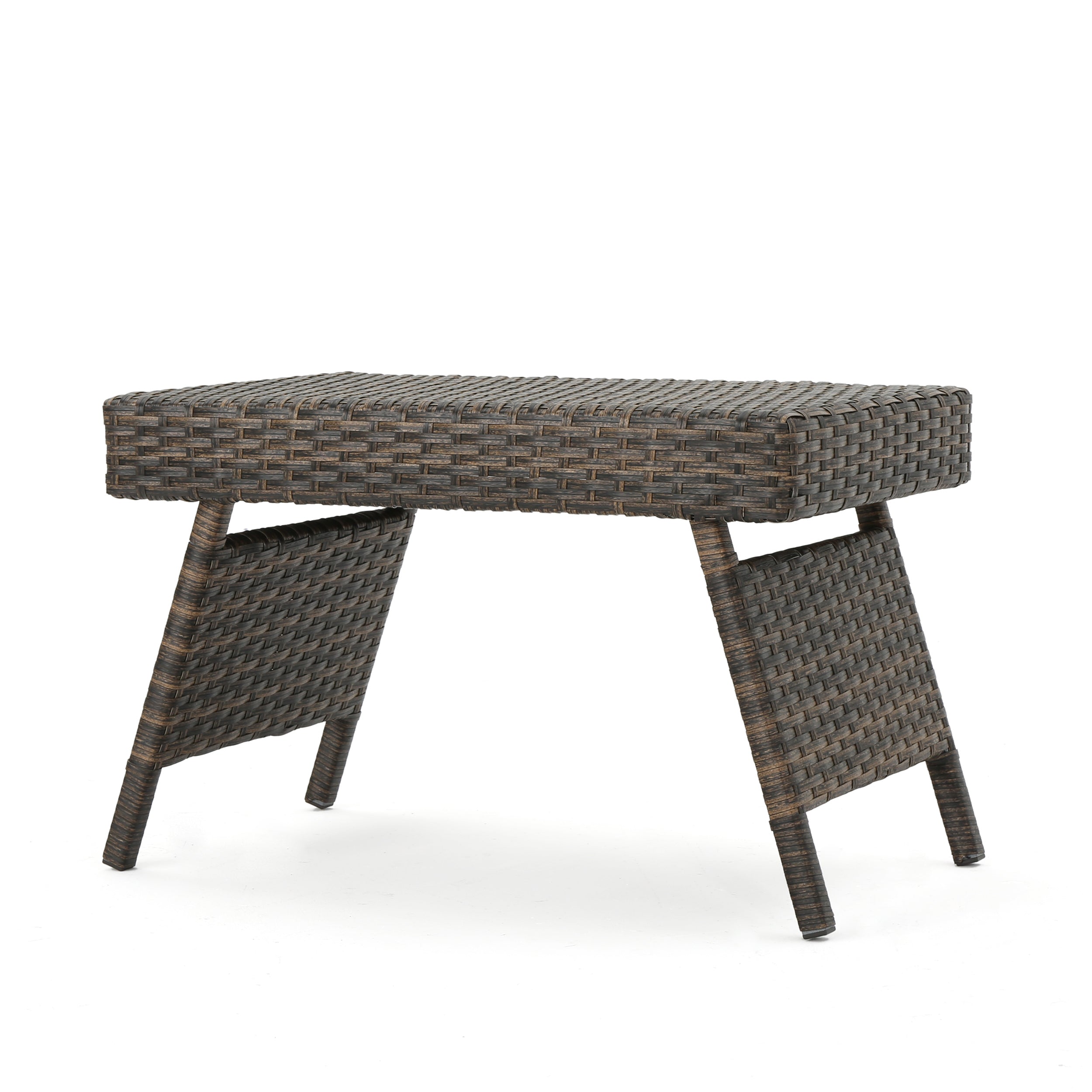 Thelma Contemporary Outdoor Mixed Mocha Woven Wicker End Table