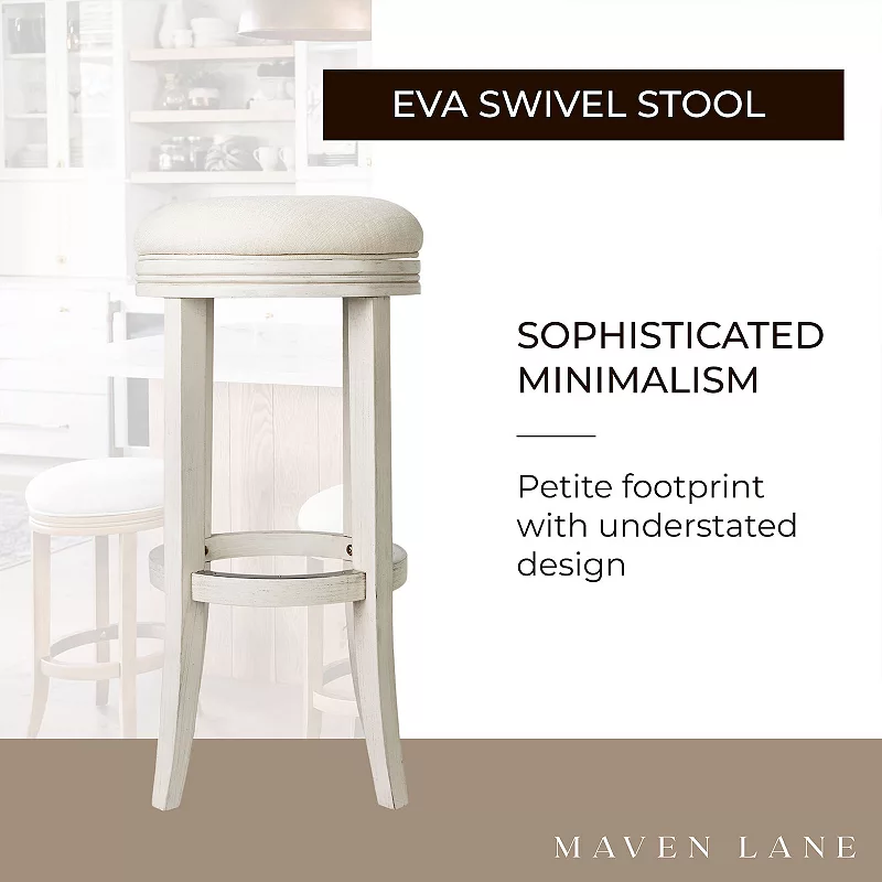 Maven Lane Eva Bar Stool In White Oak Finish W/ Natural Color Fabric Upholstery