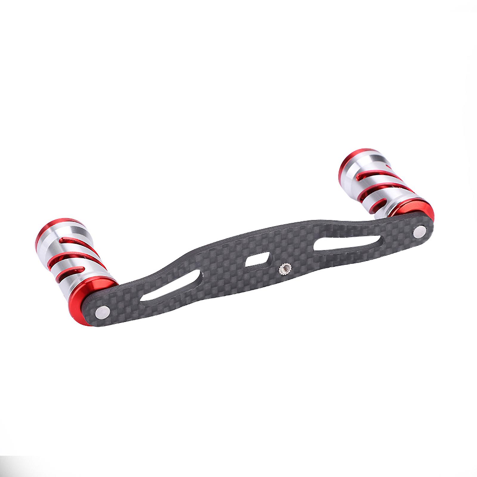 Fishing Reel Handle Carbon Fiber Frame With Fittings Replace Parts 95mm (silver   Red)