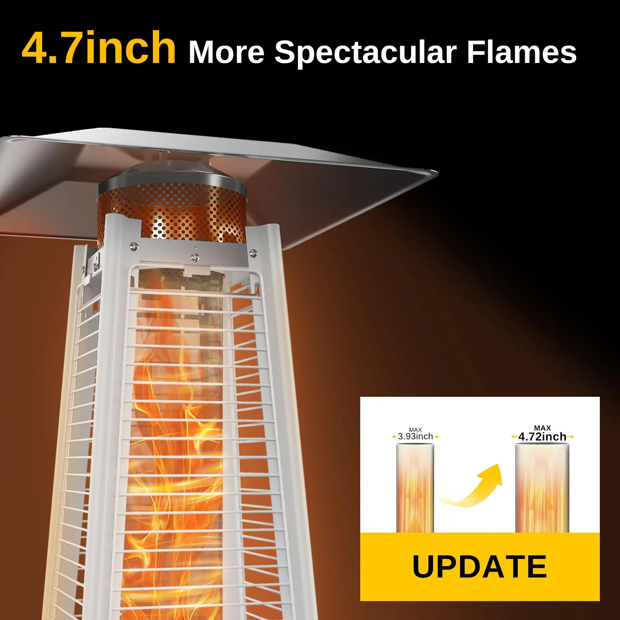 Stainless Steel Standing Quartz Glass Tube Propane Outdoor Tower Standing Electrical Patio Heater