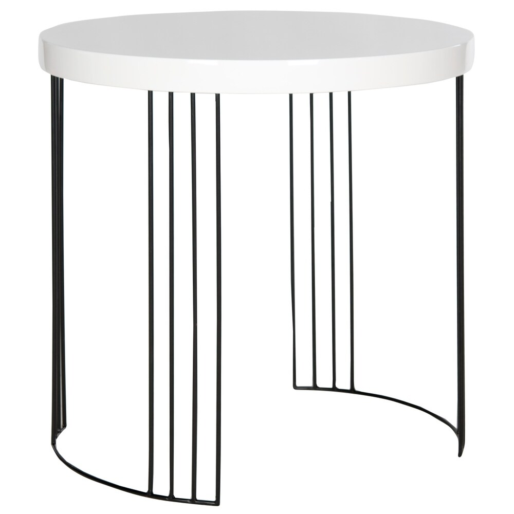 SAFAVIEH Mid Century Modern Kelly White Lacquer Side Table   21.6\