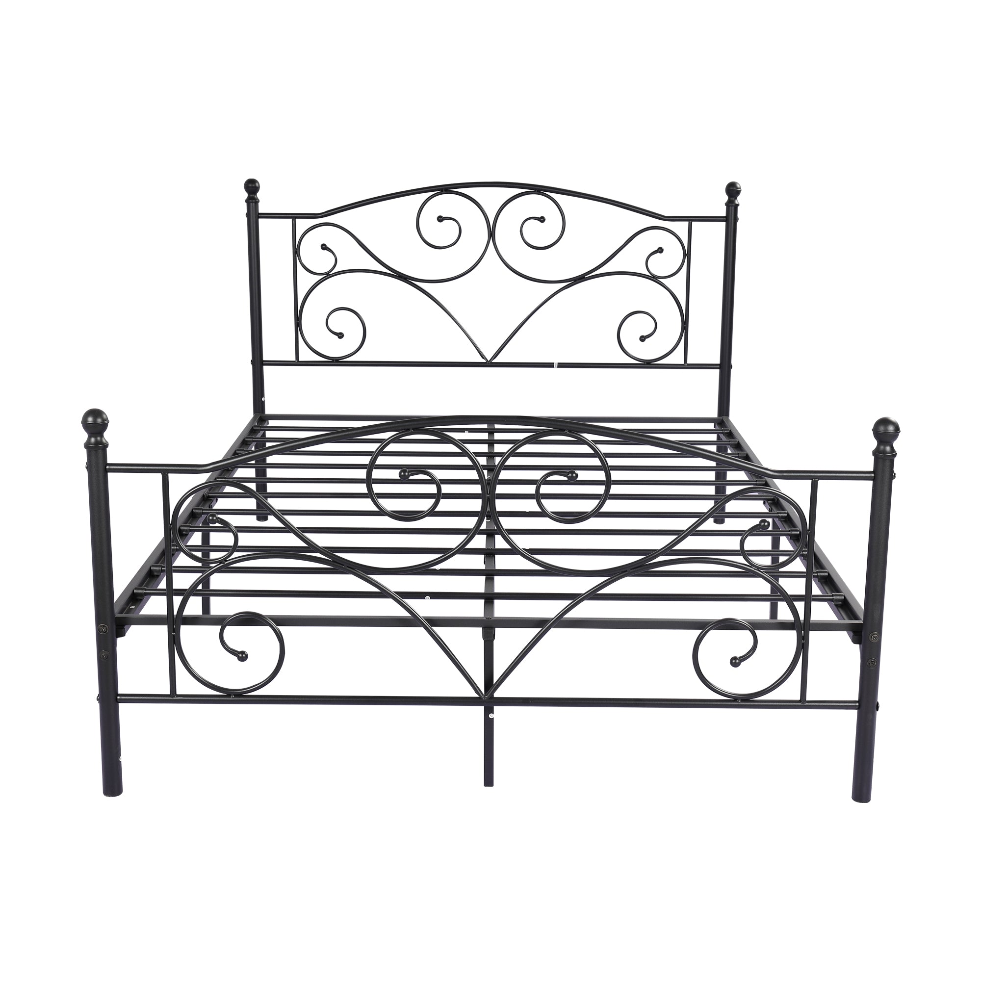 alazyhome Black Curlicue Metal Platform Bed Frame, Queen