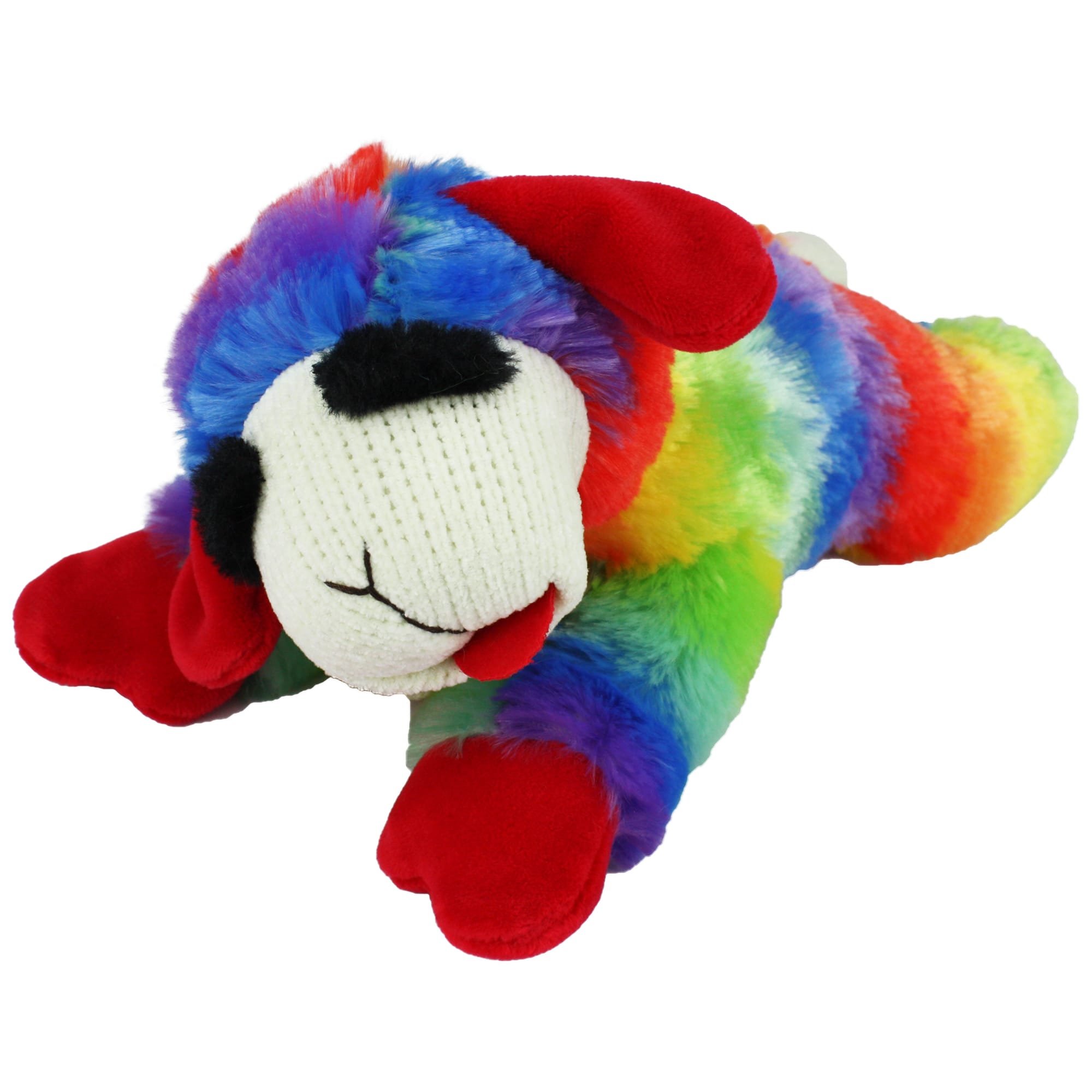 Multipet Rainbow Lamb Chop Plush Dog Toy， Small