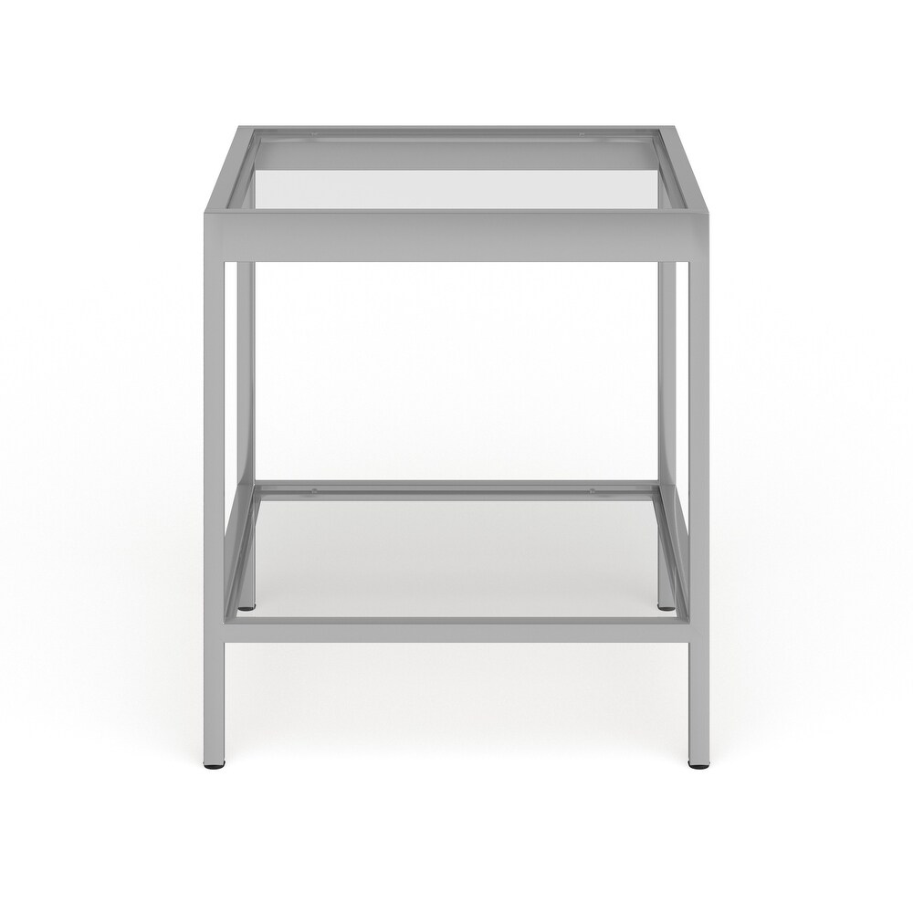 Alexis Modern Metal and Glass Square Side Table