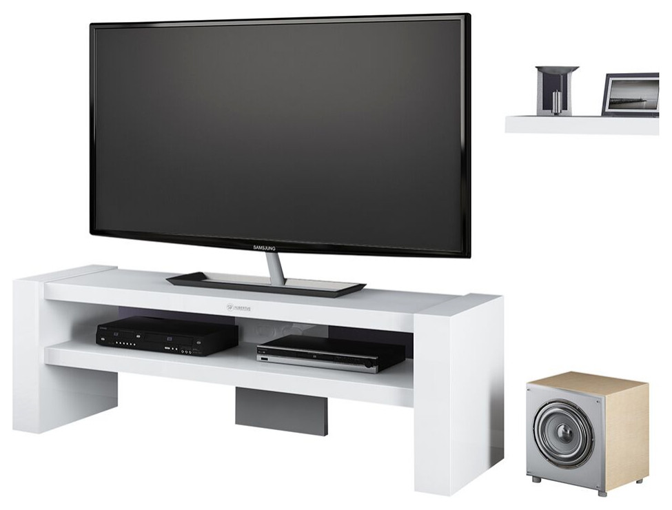 COSMOS TV Stand   White   Modern   Entertainment Centers And Tv Stands   by Table World  Houzz