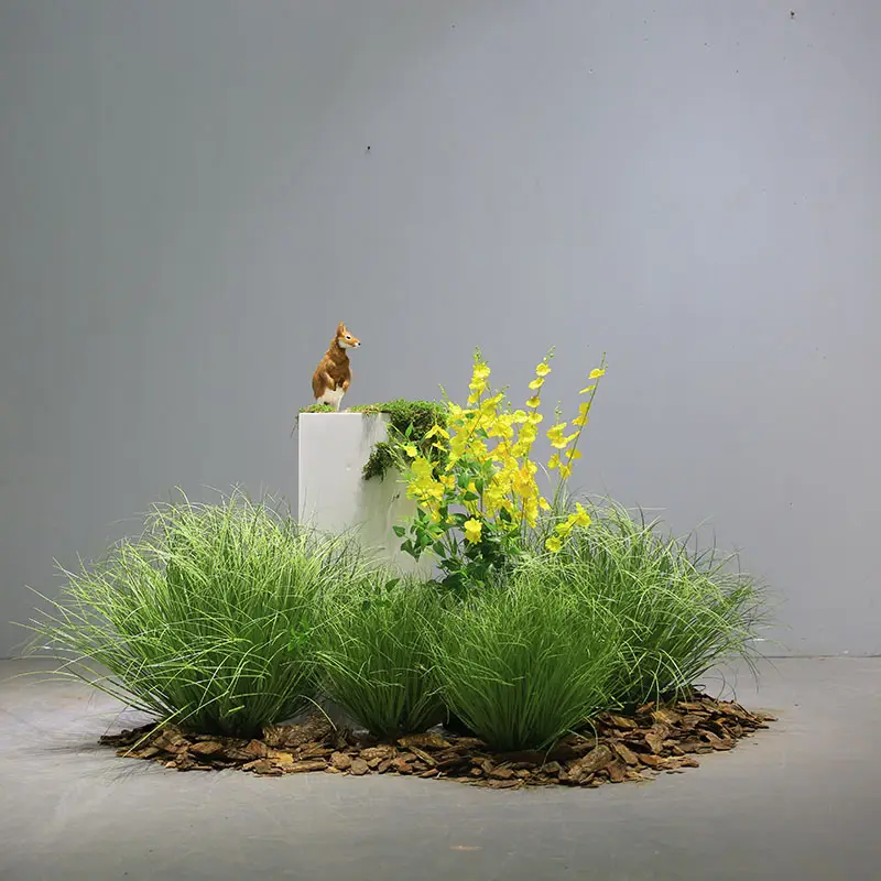 Grass kangaroo square column dessert table dancing blue yellow Japanese immortal moss block pine bark artificial landscape