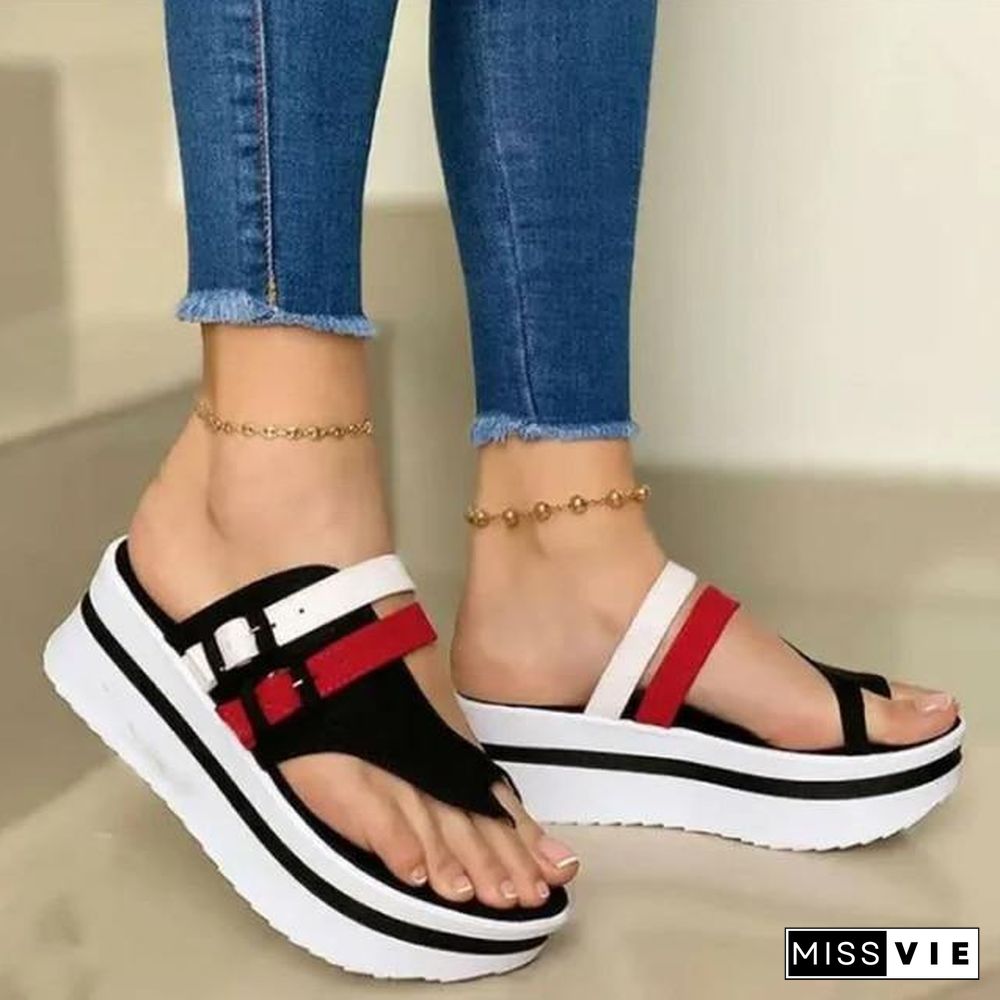 Summer Fashion Women's Wedges Sandals Beach Casual Female Platform Peep Toe Shoes Slingback Lady Mixed Colors Buckle Sandals