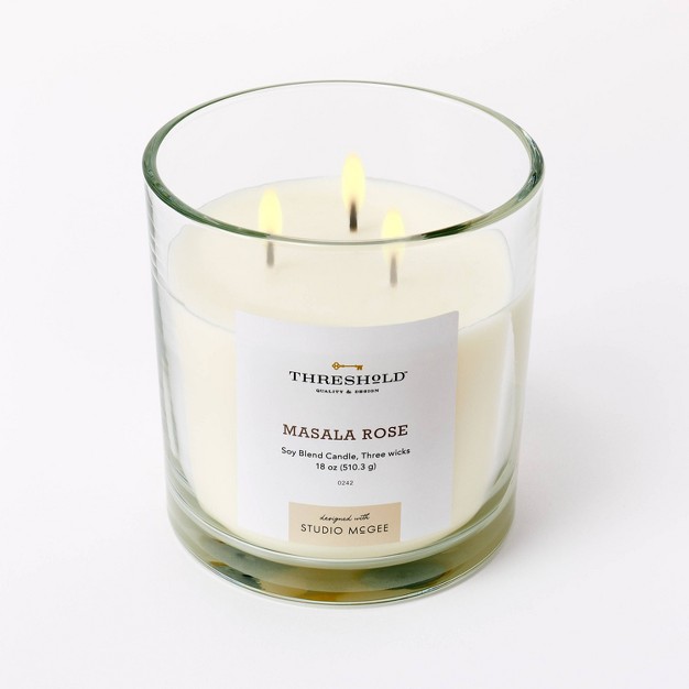 Clear Glass Masala Rose Candle White Designed With Studio Mcgee