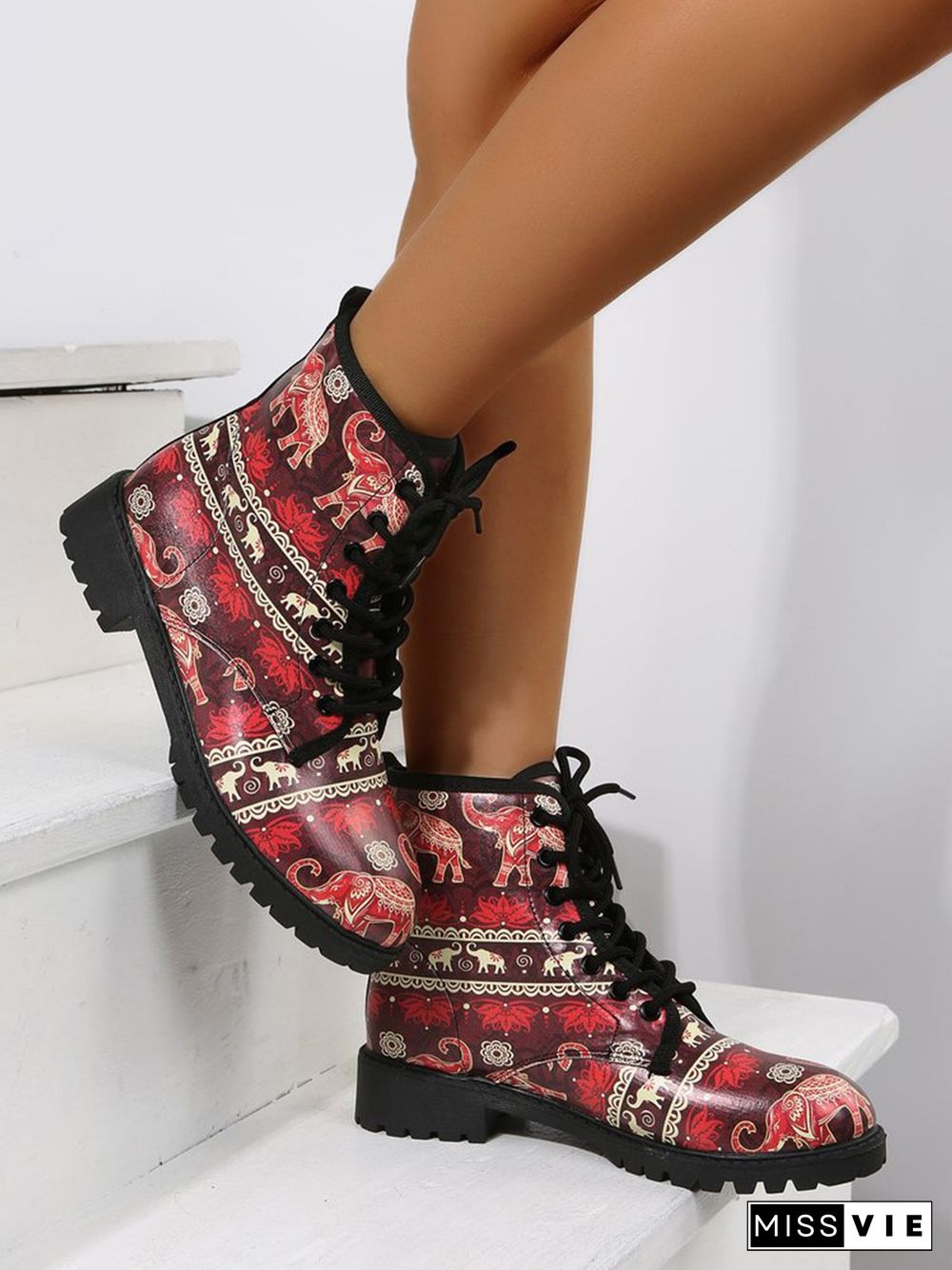 Red Elephant Ethnic Short Boots