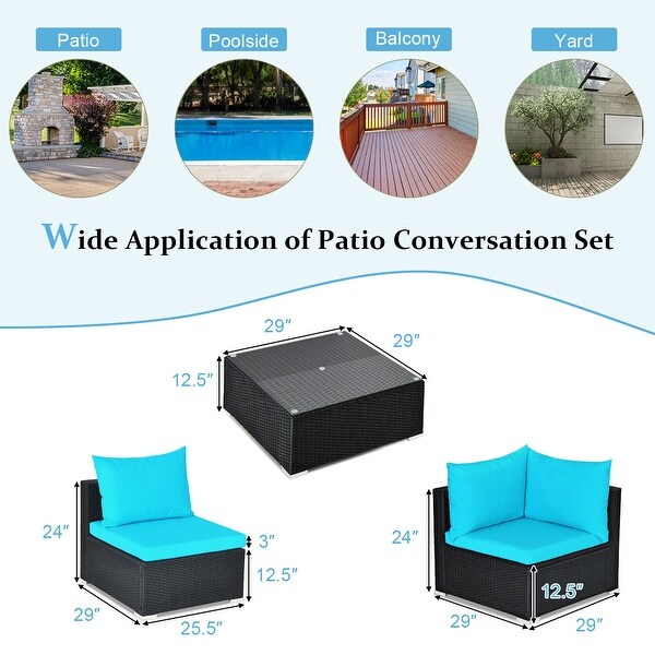 Costway 7PCS Patio Rattan Sofa Set Sectional Conversation Furniture