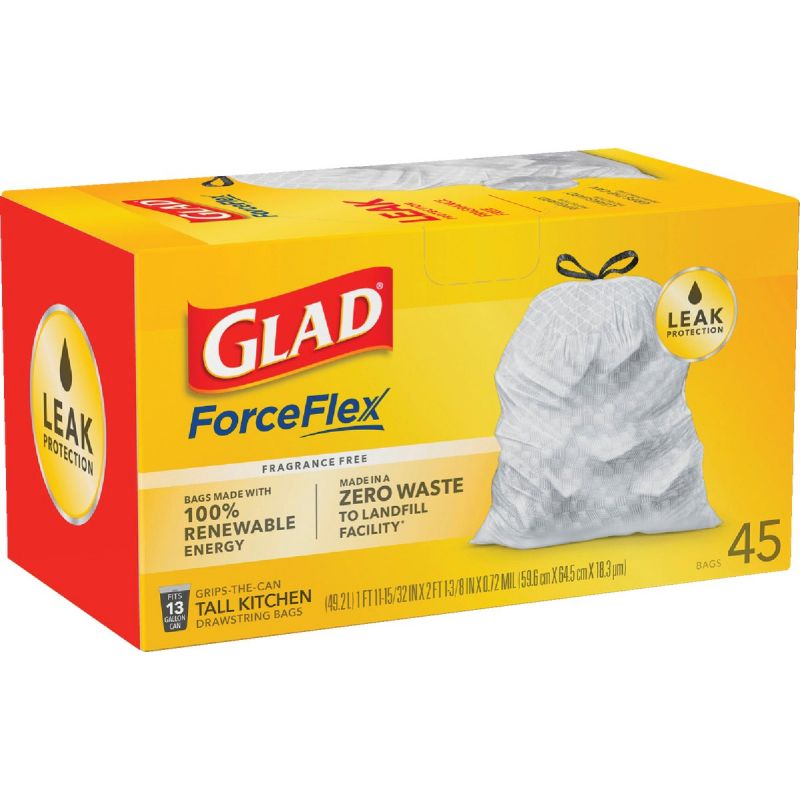 Glad Reinforced Strength Tall Kitchen Trash Bag 13 Gal. White