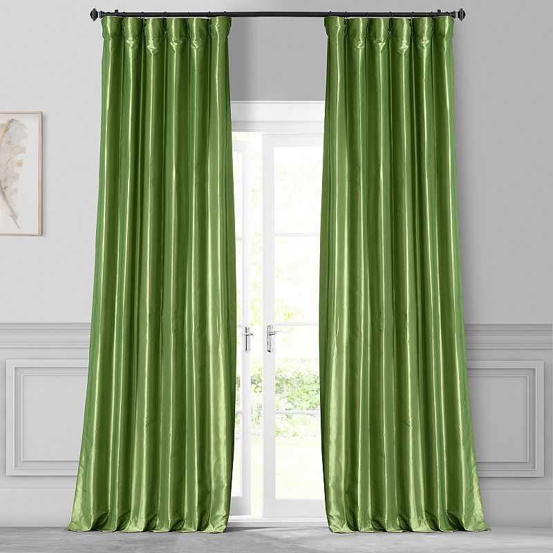 EFF 1-Panel Solid Faux-Silk Taffeta Window Curtain