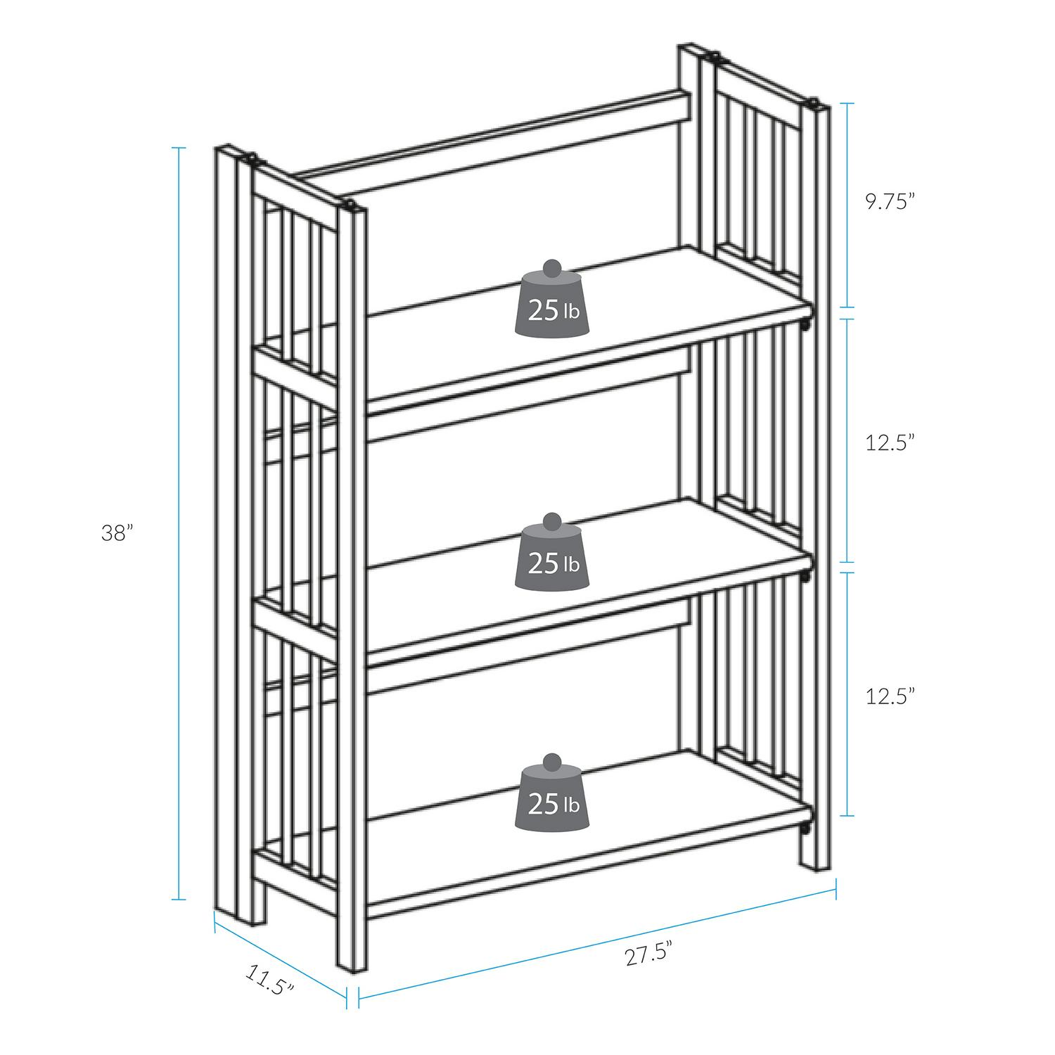 3Shelf Folding Stackable Bookcase 275  Wide 8211 Espresso  Crowdfused