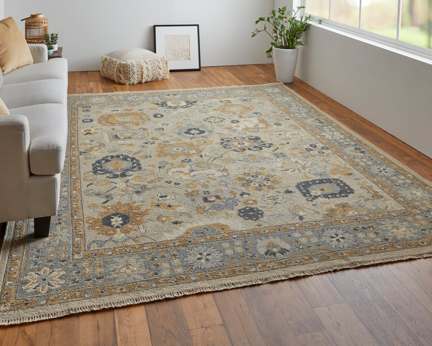 Aleska Oriental Blue/Brown/Gray Rug