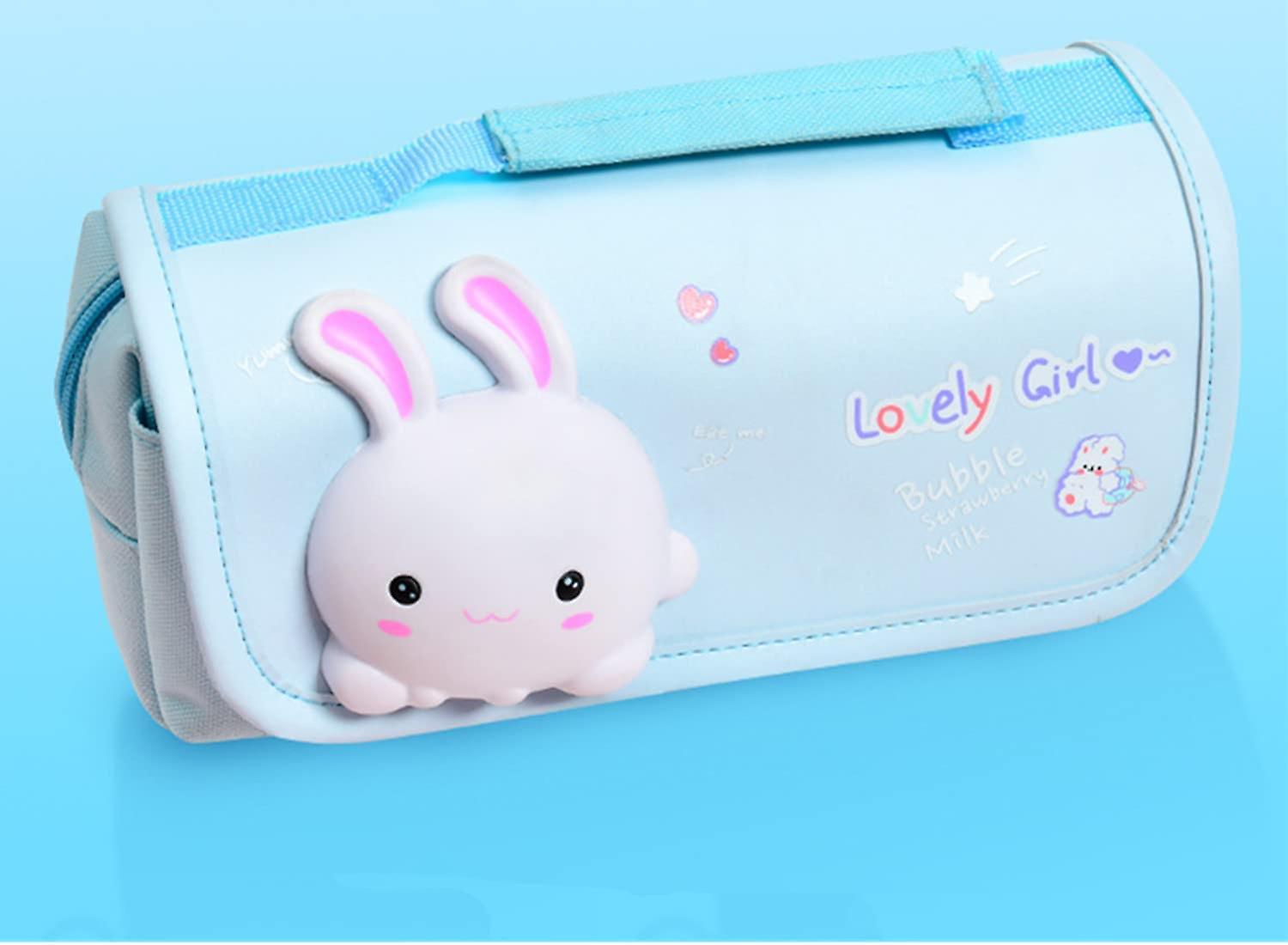 Cute Pencil Case Large Pencil Pouch With Handle， Kawaii Pencil Case With Squishy Cat For Kids， Portable Multifunction Pen Storage Bag With Compartment