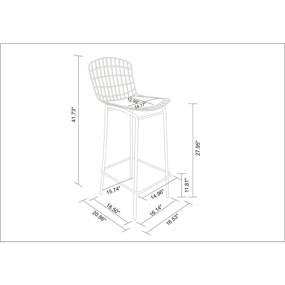 Manhattan Comfort Madeline Charcoal Grey and White Bar Stool (Set of 2) 2-198AMC8