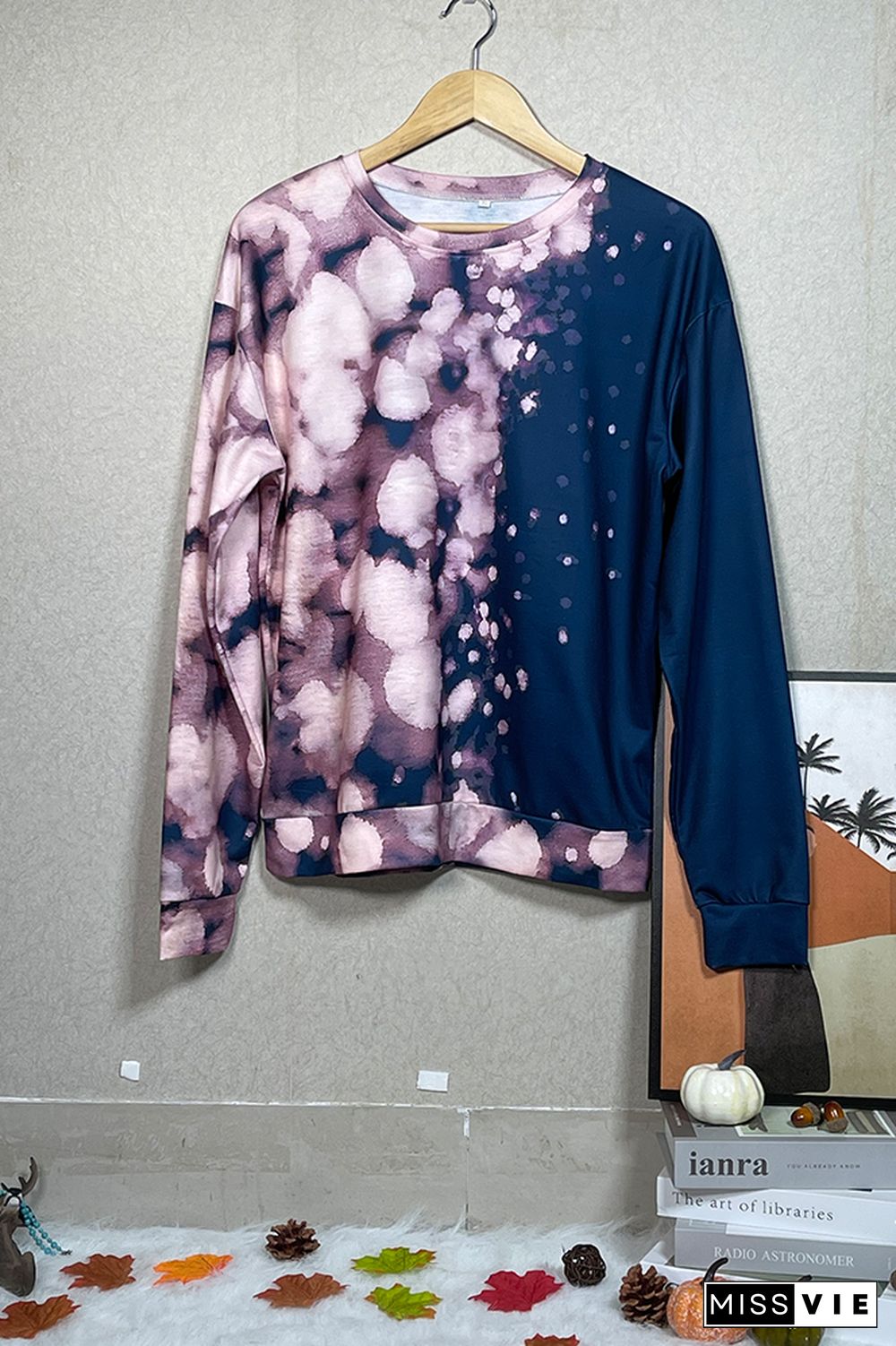 Essential Bleached Tie Dye O-neck Sweatshirt Women Wholesale