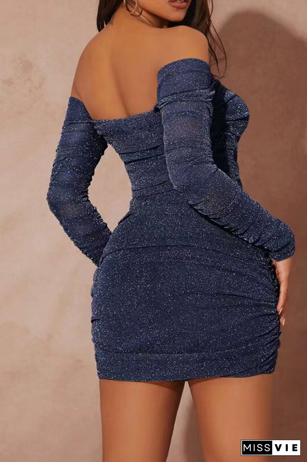 Glitter Off Shoulder Ruffles Bodycon Dress