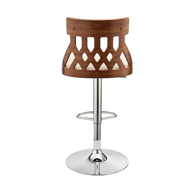 Swivel Barstool with Cut Out Back and Pedestal Base， Cream and Brown