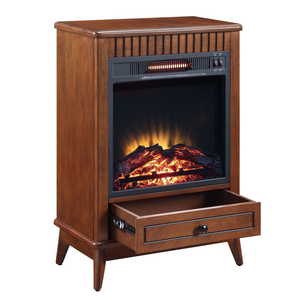 Indoor Hamish Fireplace in Walnut Finish storage table