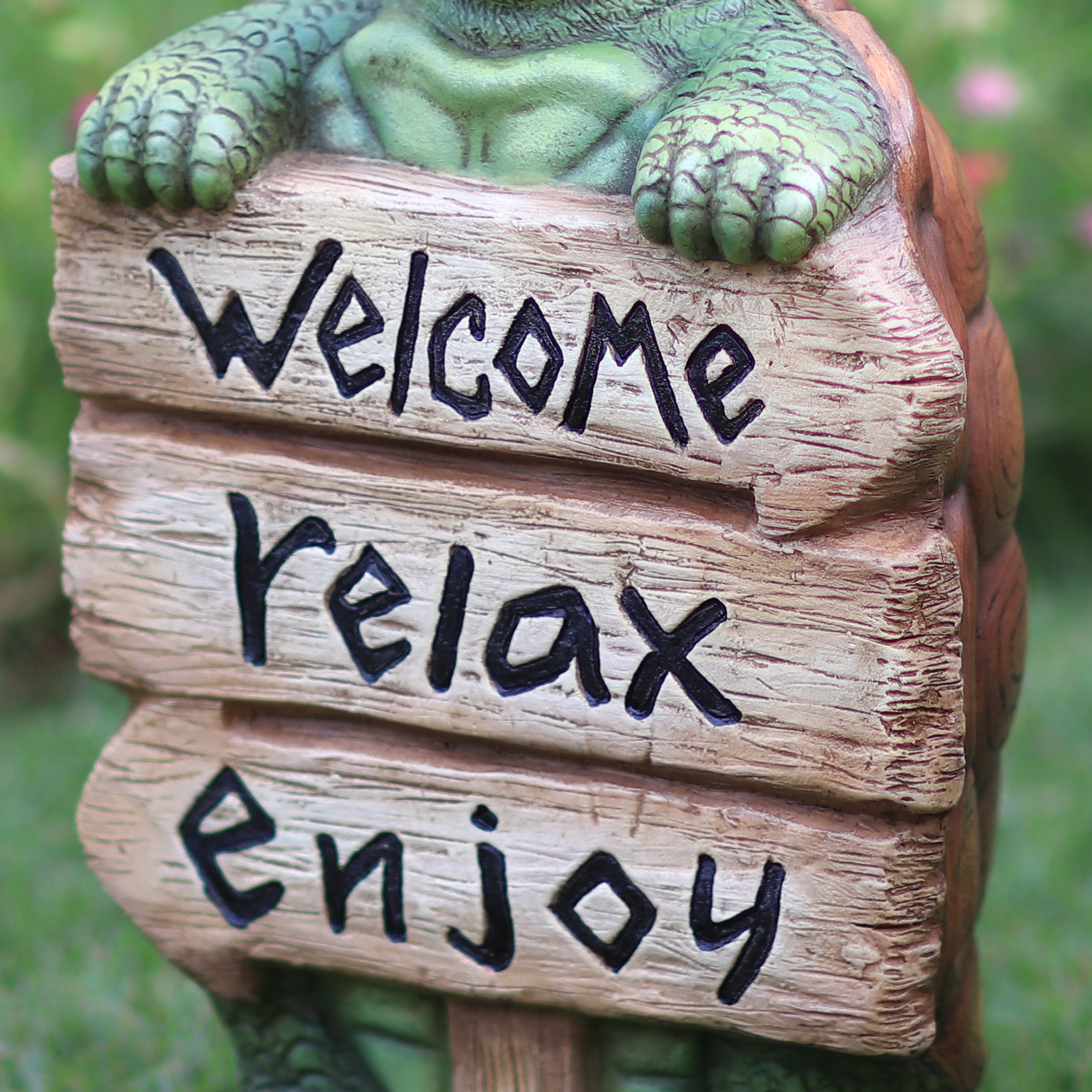 Mainstays Outdoor Welcome Relax Enjoy Turtle Garden Statue