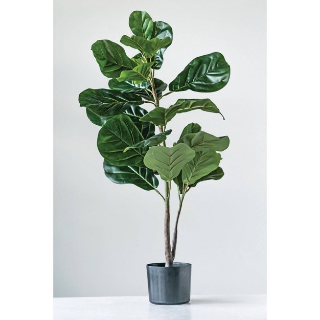 3 x27 Artificial Faux Fiddle Fig Leaf Plant Tree In Pot Storied Home