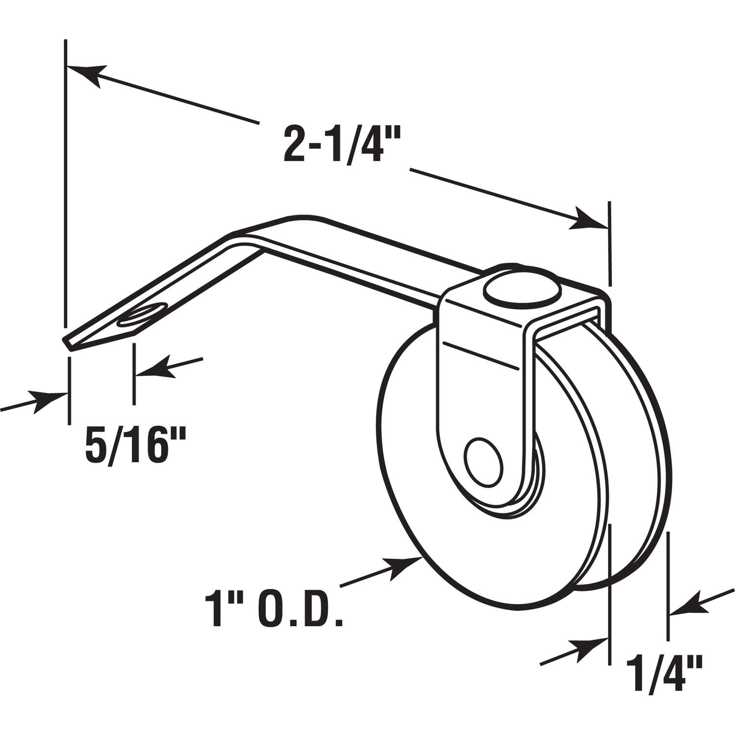 Prime-Line 1 in. D X 0.25 in. L Plastic/Steel Roller Assembly 2 pk