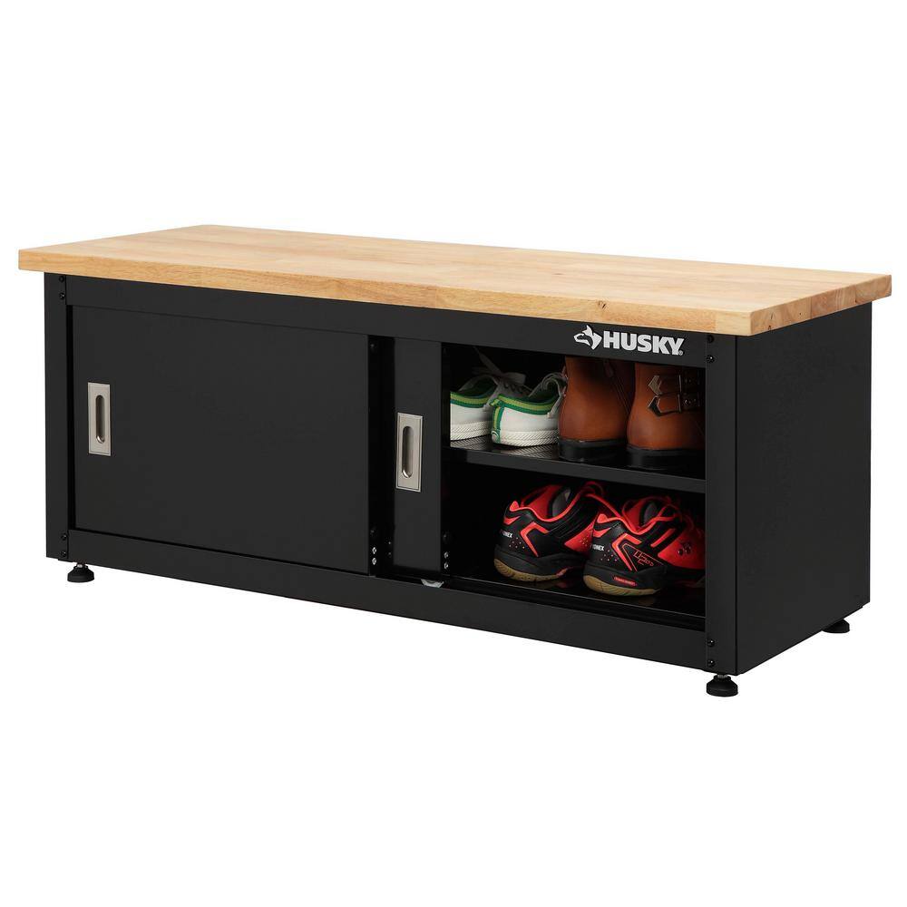 Husky G4802B-US Steel Storage Bench in Black (48 in. W x 20 in. H x 18 in. D)