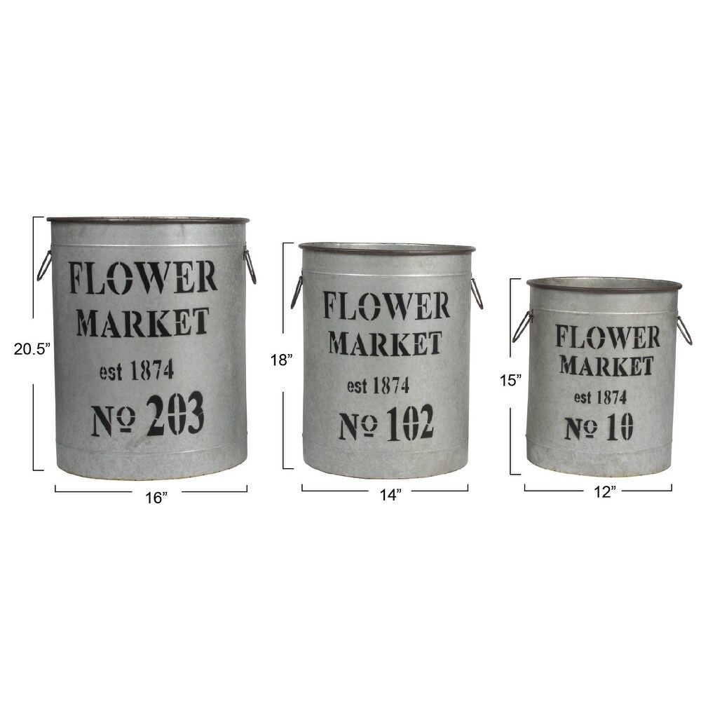 Decorative Metal Buckets with Handles and \