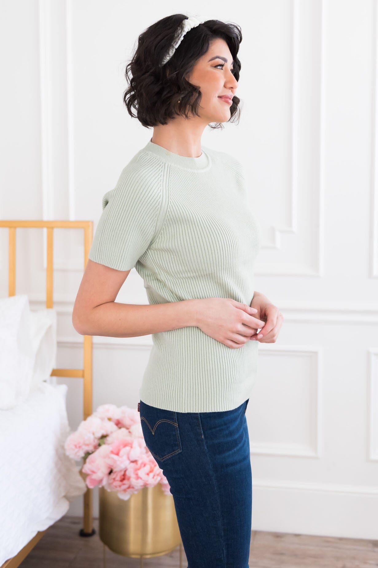 Elegant Afternoon Modest Ribbed Top