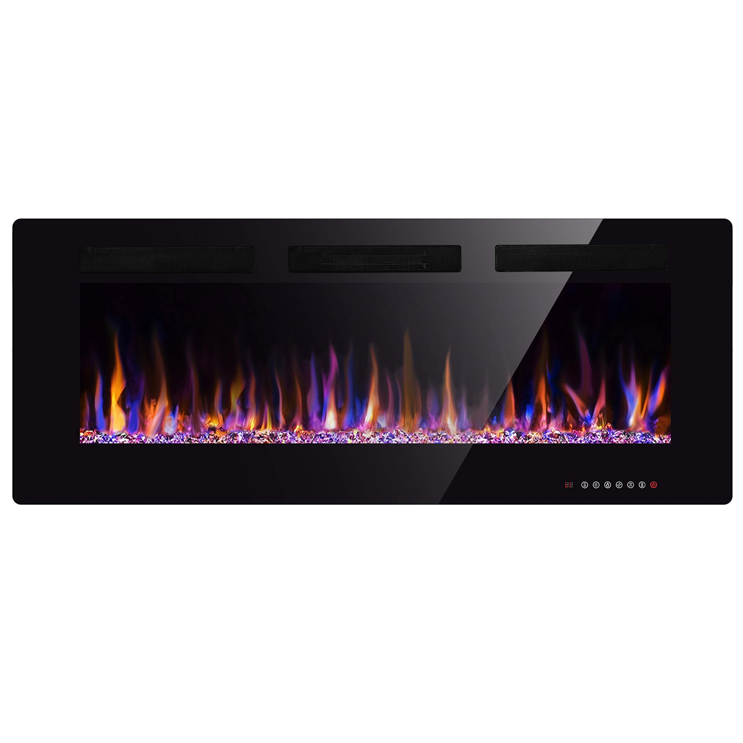 R.W.FLAME 36" Electric Fireplace in-Wall Recessed and Wall Mounted 1500W Fireplace Heater and Linear Fireplace with Timer/Multicolor Flames/Touch Screen/Remote Control (Black)