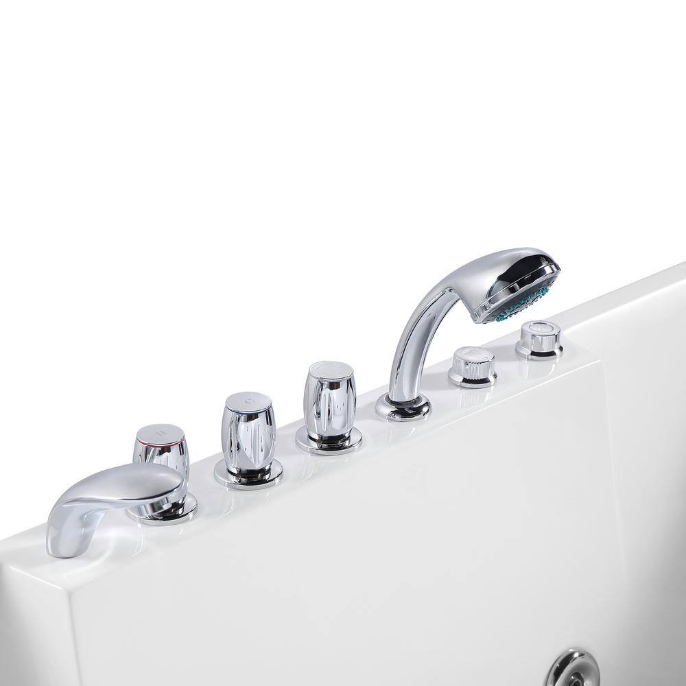 Empava 72 in. 177 Gal. Acrylic Left Drain Rectangular Alcove Whirlpool Lighted Bathtub in White with Tub Filler EPV-72JT367LED