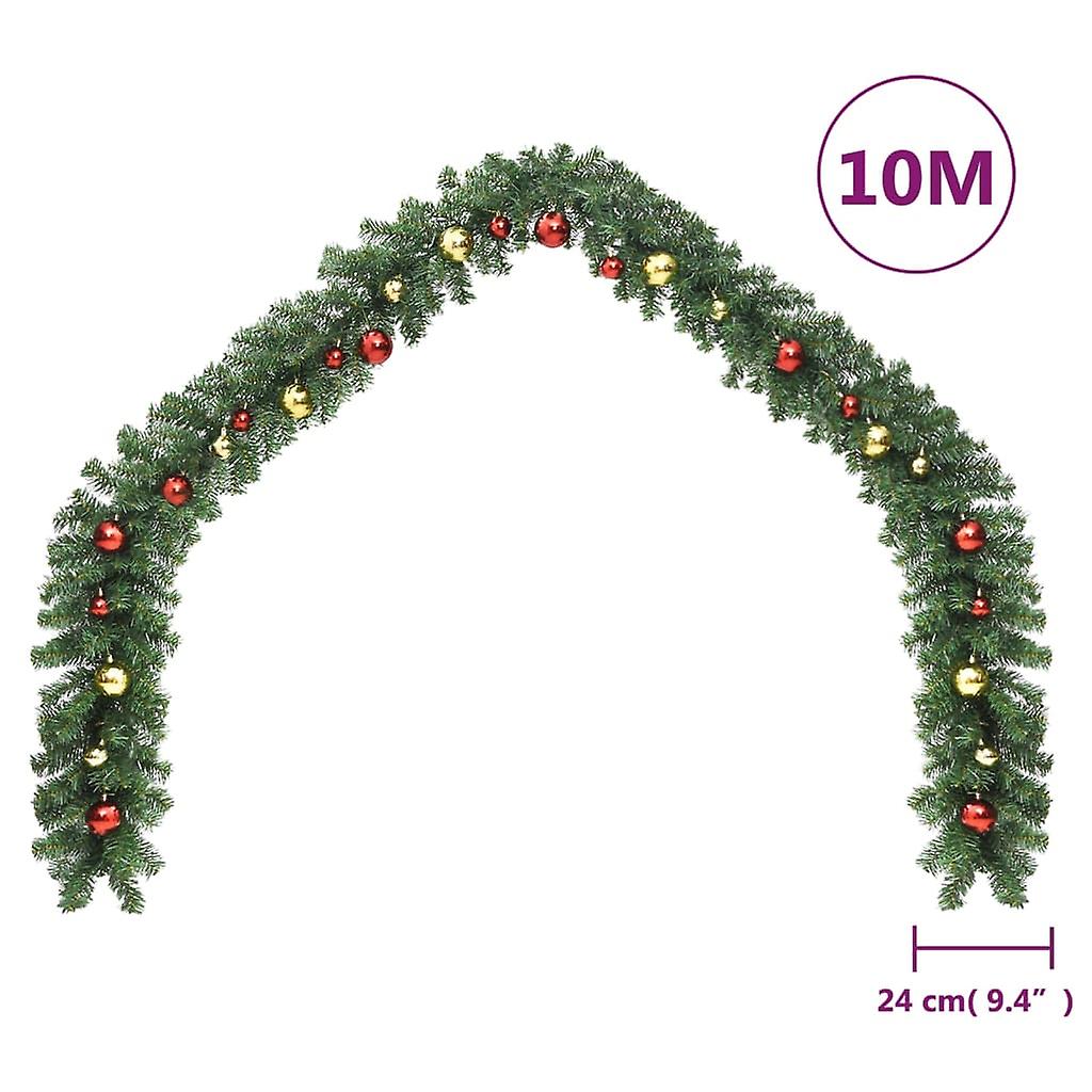 Vidaxl Christmas Garland Decorated With Baubles And Led Lights 393.7