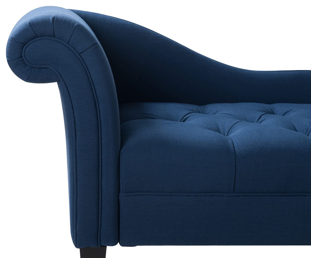 Comfortable Chaise Lounge  Deep Tufted Design With Rolled Arm   Transitional   Indoor Chaise Lounge Chairs   by Decor Love  Houzz