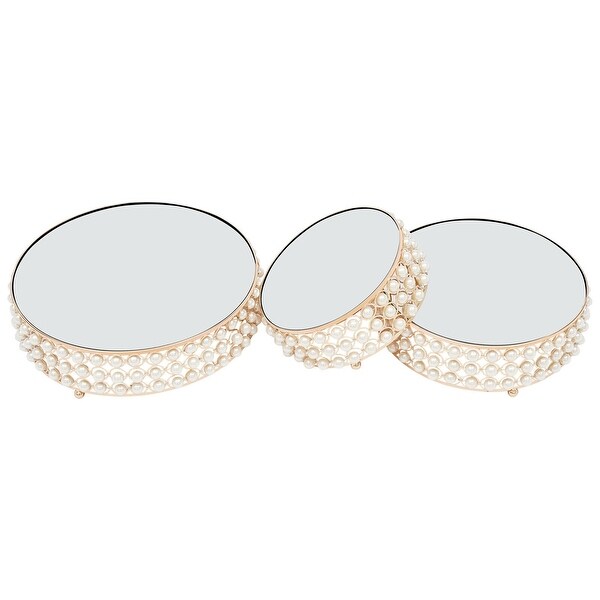 3-Piece Set Gold Cake Stands Round Dessert Display Plates